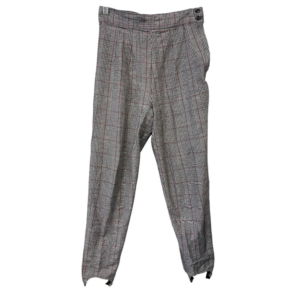 Vintage Kyoto Kasuals Stirrup Pants Size 9 Gray Black Red Checked Preppy Career